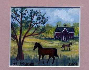 Miniature horse painting - J.L. Munro original painting