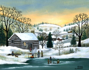Cherokee Cabins in Winter - Limited Edition Print _ by J.L. Munro