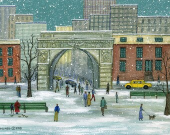 Washington Square in Winter - Limited Edition Print _ by J.L. Munro