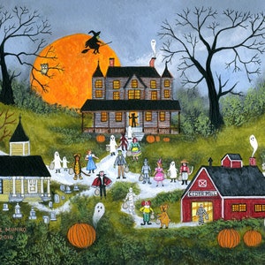 Halloween and the Harvest Moon - Limited Edition Print _ by J.L. Munro