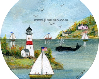 Sailors Valentine Center - Giclée Druck - Wal in der Bucht