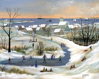 Skating on Lily Pond - Limited Edition Print _ by J.L. Munro