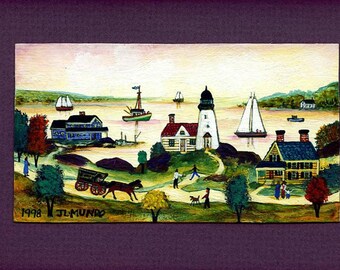 Miniature Lighthouse Painting - J.L. Munro original painting