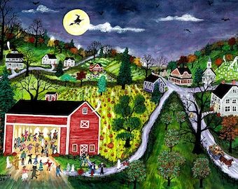 Halloween Barn Dance in Cooperstown, NY.   Limited Edition Print by J.L. Munro