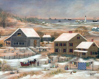 Nantucket Sheep Farm in Winter - Limited Edition Print _ by J.L. Munro