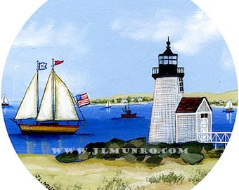 Sailors Valentine Center, ART for Designers Crafters ~ Brant Point Light, Nantucket ~ JL. Munro