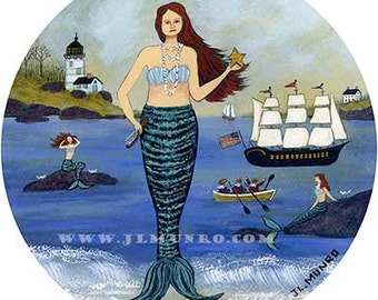 Sailors Valentine Center, ART for Designers Crafters ~ Mermaids on the Beach ~ JL. Munro