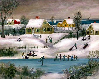 Skating on the Pond - Limited Edition Print _ by J.L. Munro