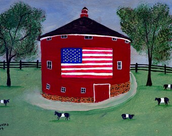 Barn with Flag #7 - Charlie Munro original painting
