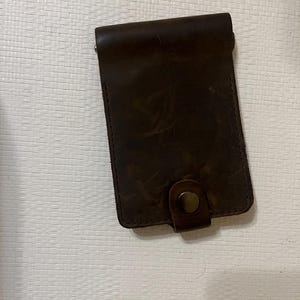 レザーウォレット ブラウン マネーホルダー ミニマリスト財布 刻印入り ハンドメイド ギフト ダブル