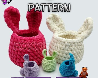 Plush Easter Bunny Basket - Crochet Pattern