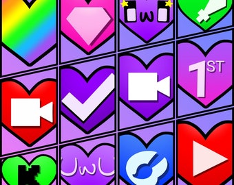12 Cute PNG Heart Emotes - for Twitch, Kick, YouTube, etc.