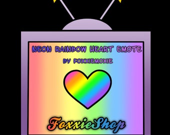 Static PNG Neon Rainbow Heart Emote - for Twitch, Kick, YouTube, etc.