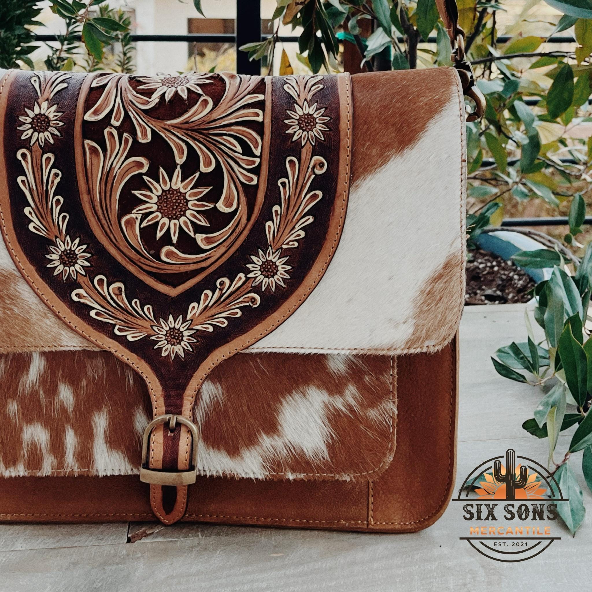 Western Rug Purses Western Purse, Hand Tooled Leather Purse, Western Tote Bag, Leather ...