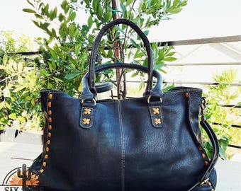 Handmade Purse, Genuine Black Leather Purse, Concealed Carry Purse, Western Tote Bag, Genuine Leather Crossbody, Western Leather Purse