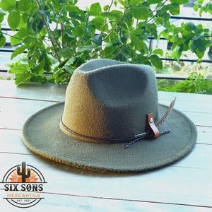 Handmade Fedora Hat, Womens Hat, Western Hat, Handmade Custom Fedora Hat, Green Fedora, Wide Brim Fedora, Cowboy Hat, Cowgirl Hat