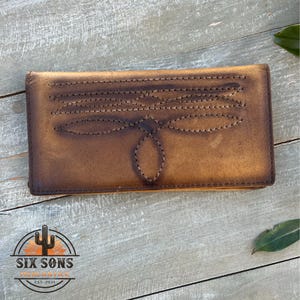 Western Leather Bi Fold Wallet, Handmade Wallet, Western Leather Wallet, Leather Clutch, Boot Stitch Wallet, Custom Western Wallet