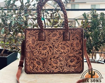 Handmade Purse, Western Leather Purse, Western Tote Bag, Leather Tote Bag, Conceal Carry Purse, Leather Laptop Bag, Leather Shoulder Bag
