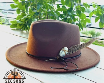Handgemaakte fedorahoed, dameshoed, westernhoed, handgemaakte aangepaste fedora, bruine fedora, fedora met brede rand, cowboyhoed, cowgirlhoed