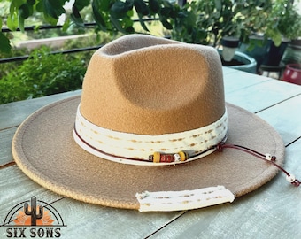 Handgemaakte fedorahoed, dameshoed, westernhoed, handgemaakte aangepaste fedorahoed, bruine fedora, fedora met brede rand, cowboyhoed, cowgirlhoed