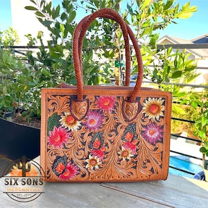 Handmade Purse, Western Leather Purse, Western Tote Bag, Leather Tote Bag, Conceal Carry Purse, Leather Laptop Bag, Leather Shoulder Bag