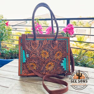 Handmade Purse, Western Leather Purse, Western Tote Bag, Leather Tote Bag, Conceal Carry Purse, Leather Laptop Bag, Leather Shoulder Bag