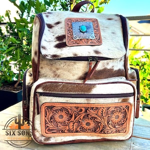 Leather Hand Tooled Western Backpack - Etsy display picture 3