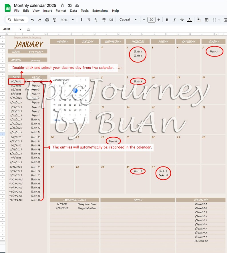 2025 Monthly Planner in Excel - Google Sheets | Weekly and Monthly ...
