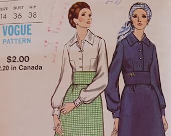 Vintage Vogue 8028 Sewing Pattern Misses' Shirtwaist Dress Bust 36