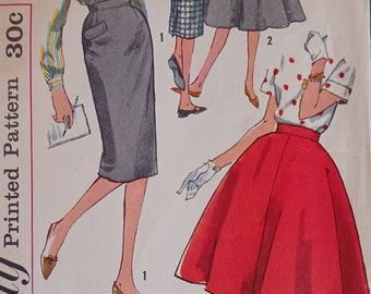 Simplicity 3624 ca. 1960 Teen and Junior Set of Skirts Waist 25
