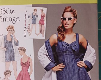 Simplicity 8139 Retro Vintage 1950s Swimsuit Pattern Beach Coat Size 6-14 Bust 30-36