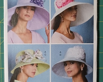 Butterick 6671 Women's Wide Brim Hats Ribbon Flowers OOP