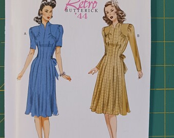 Butterick 6485 Retro Vintage Women's 1940s Dress Shoulder Yokes Size 6-14