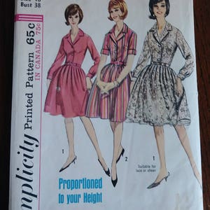 Simplicity 5745 1964 Proportioned Shirtwaist Size 18 Bust 38 Mad Men image 1