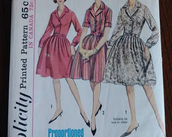 Simplicity 5745 1964 Proportioned Shirtwaist Size 18 Bust 38 Mad Men