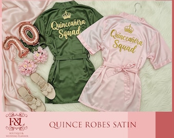 Quinceanera Squad Robes Mis Quince anos Robe Personalized Robes Custom Robes Kimono Robes Mis Sweet 15 Quince Robe Birthday Robes Satin Robe