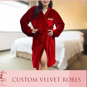 Plus Size Christmas Velvet Robes Christmas Robes Xmas Robes Bridal Robe Casual Bridesmaid Robes Birthday Robe Velvet Robes Bridesmaid Gift