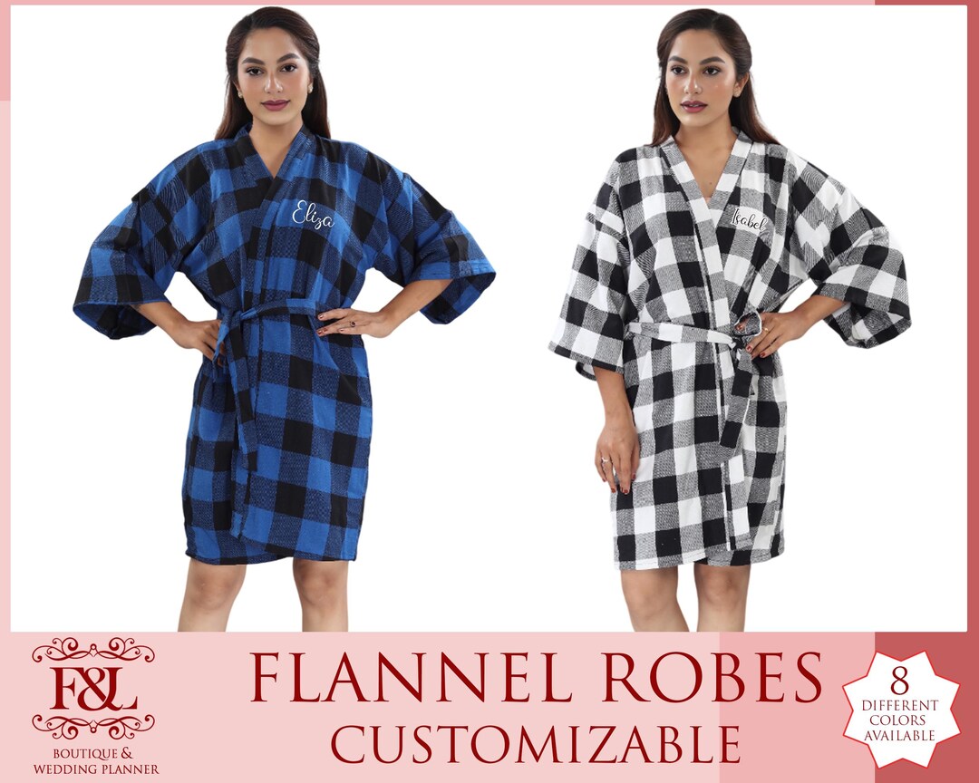 Customized Flannel Checks Robes - Bridesmaid Robe - Bridal Party Robes ...