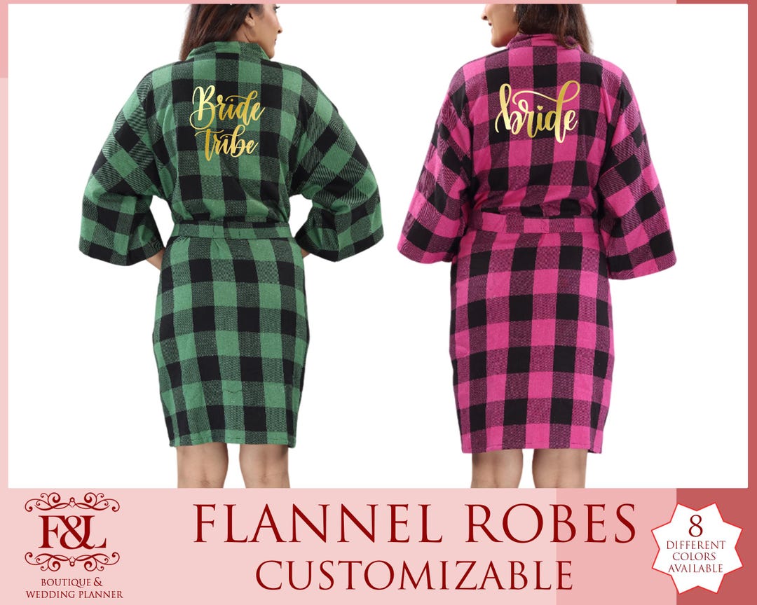 Wedding Flannel Robe - Customized Flannel Checks Robes - Bridesmaid ...