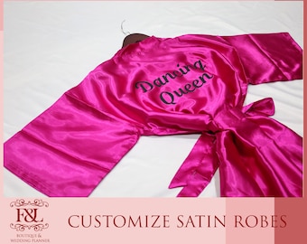 Dancing Queen Robes | Birthday Robes | Bridesmaid Satin Robes | Wedding Robes | Bachelorette Party | Bridal Party Robes | Bridesmaid Gift