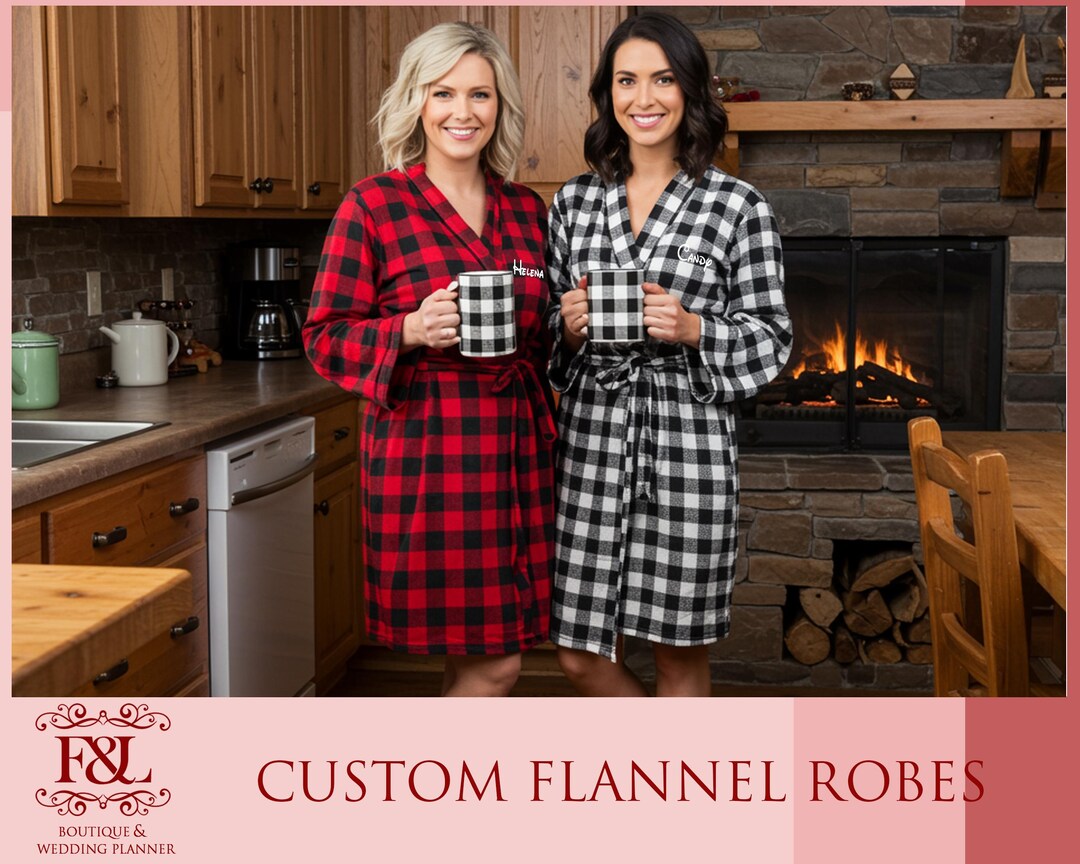 Personalized Flannel Robe Custom Flannel Checks Robes Bridesmaid Robe ...