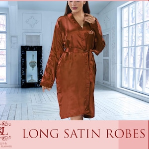 Bridal Satin Kimono Long Robe | Personalized Long Sleeve Robe | Bridesmaid Robe | Bridal Robe | Bridal Party | Wedding Robe |Bridesmaid Gift