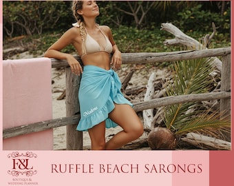 Bride Squad Beach Cover Ups for Bachelorette Party Personalized Bridal Ruffled Sarong Wraps Bride Tribe Cover Up Beach Wraps Bikini Cover Up