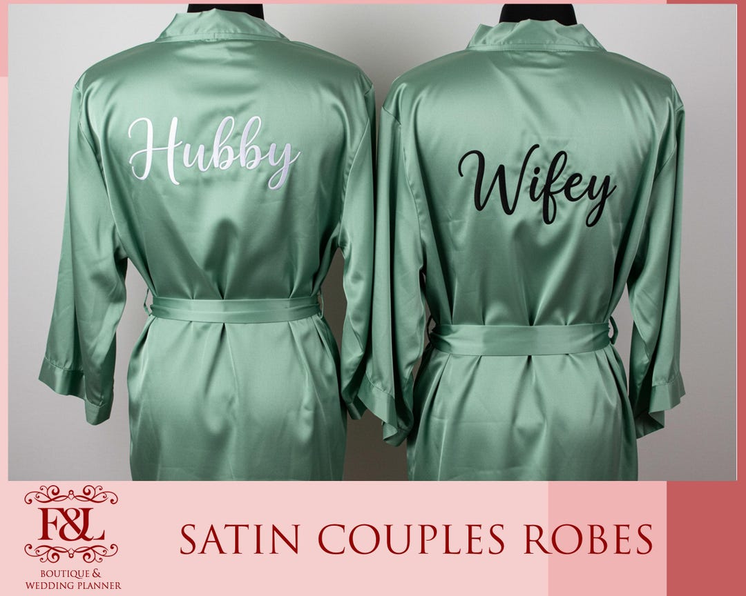 Hubby & Wifey Robes, Matching Wedding Robes, Monogrammed Bride and ...