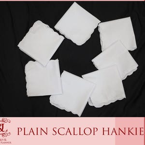 Plain Scallop Handkerchief Blank Cotton Handkerchief Scalloped Edge Bridal Handkerchief Wedding Favor Gifts for Her Bridesmaid Handkerchief