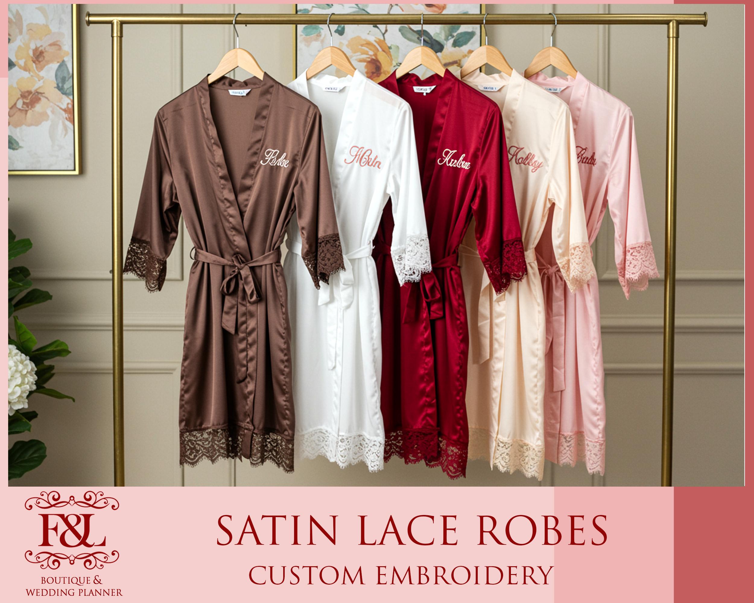Personalized Bridal Lace Robes Custom Embroidery Robes Bridal Party ...