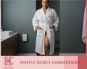 Customized Plus Size Bath Robe Waffle Bridesmaid Robe Soft Evening Gown Bridal Party Robes Personalized Spa Wedding Party Custom Waffle Robe