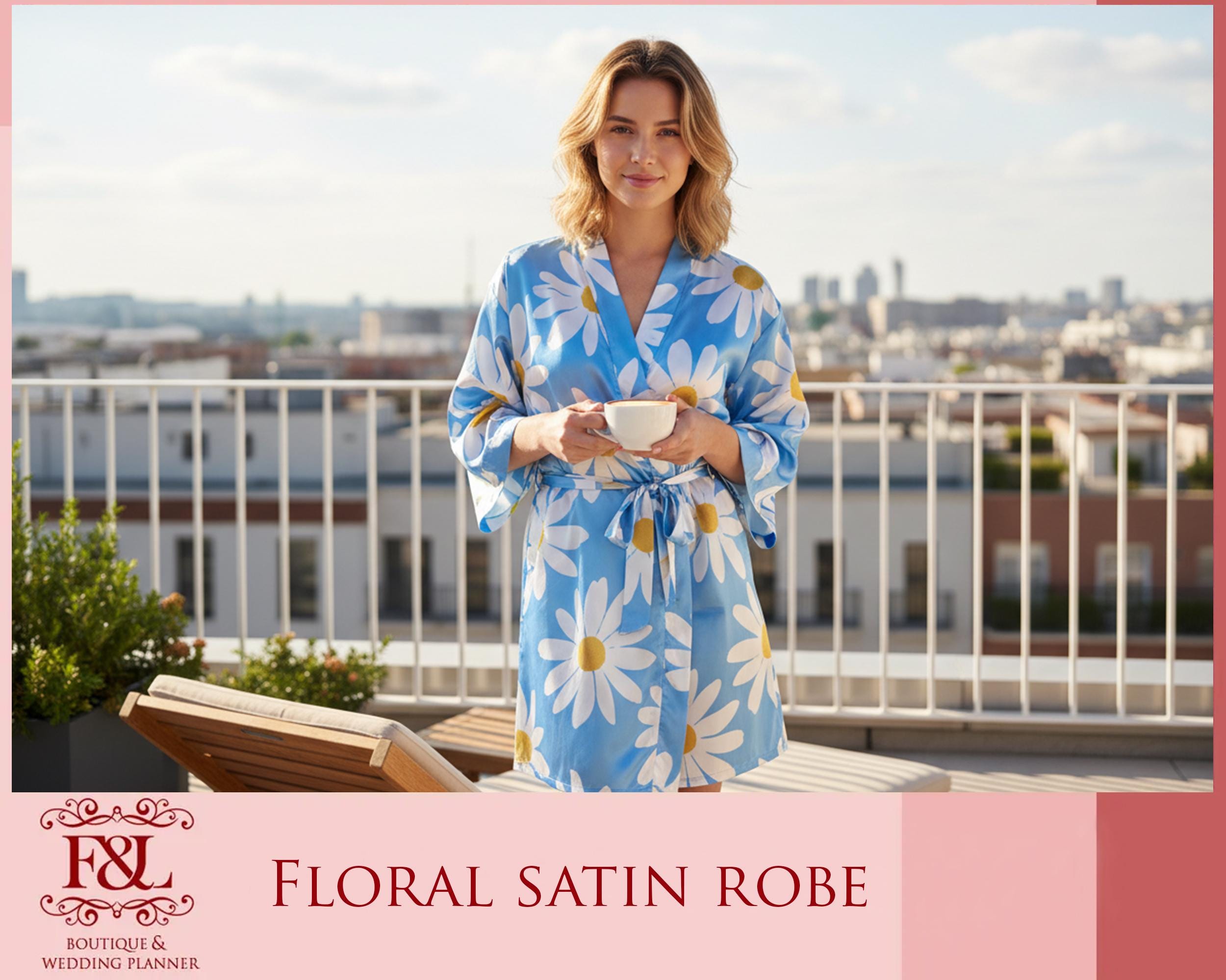 Etsy Satin Robe Satin Floral Robe Bridesmaid Robe Bride Robe Wedding Robe Bridal Party ...