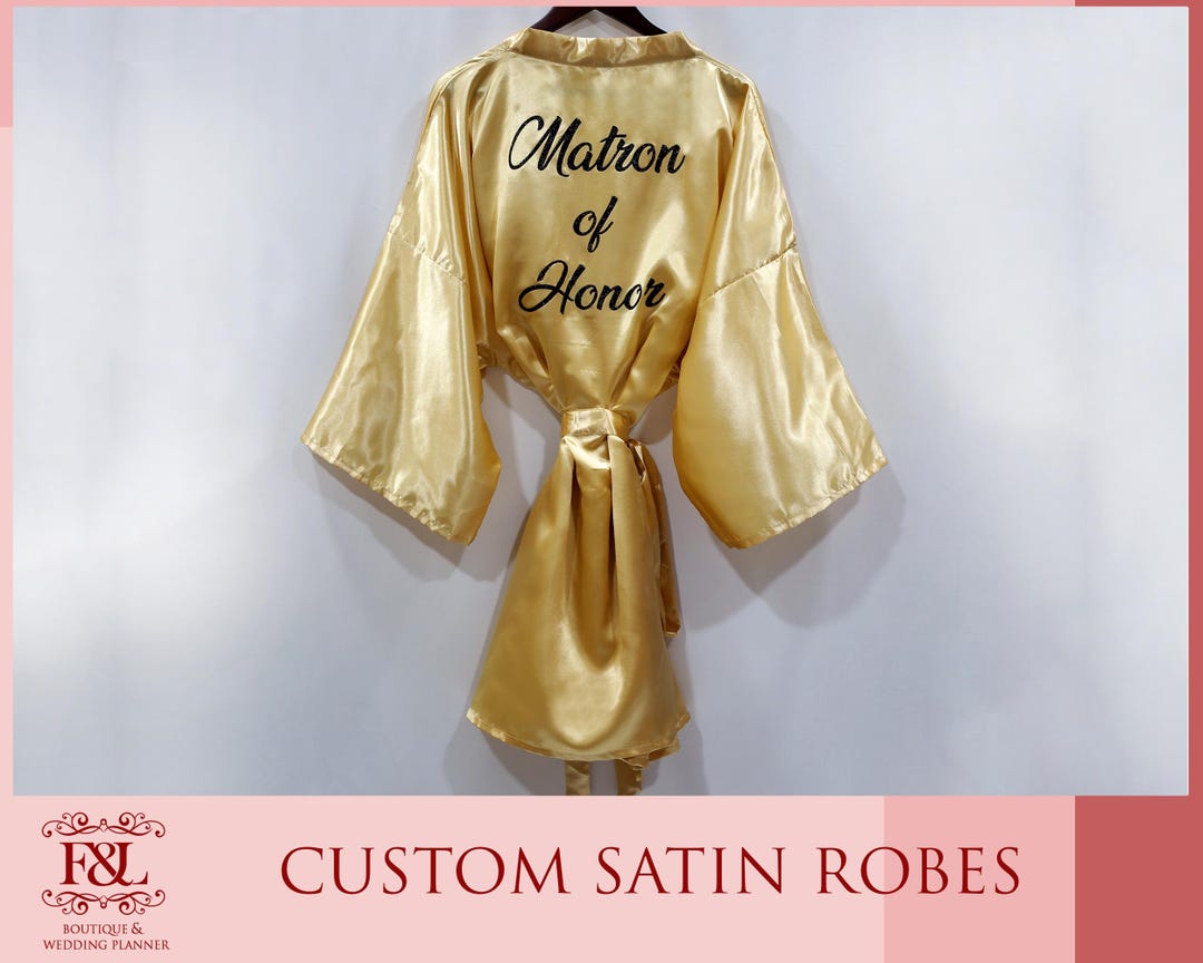 Satin Wedding Robe - Your Name Robe - Bridal Party Robes - Personalized ...