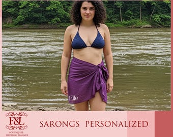 Custom Name Sarong Wrap – Personalized Beach Cover Up for Bride Tribe Bachelorette Honeymoon Pool Party and Vacation Gift Custom Beach Wear